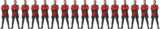 Tiny mounties, all in a row